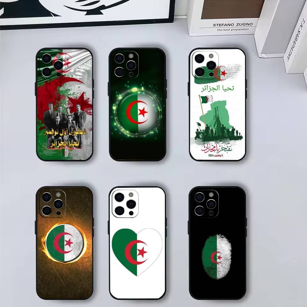 Flag of Algeria Phone Case For iPhone 17, 16,15,14,13,12,11 Plus,Pro Max, Others Soft Black Cover
