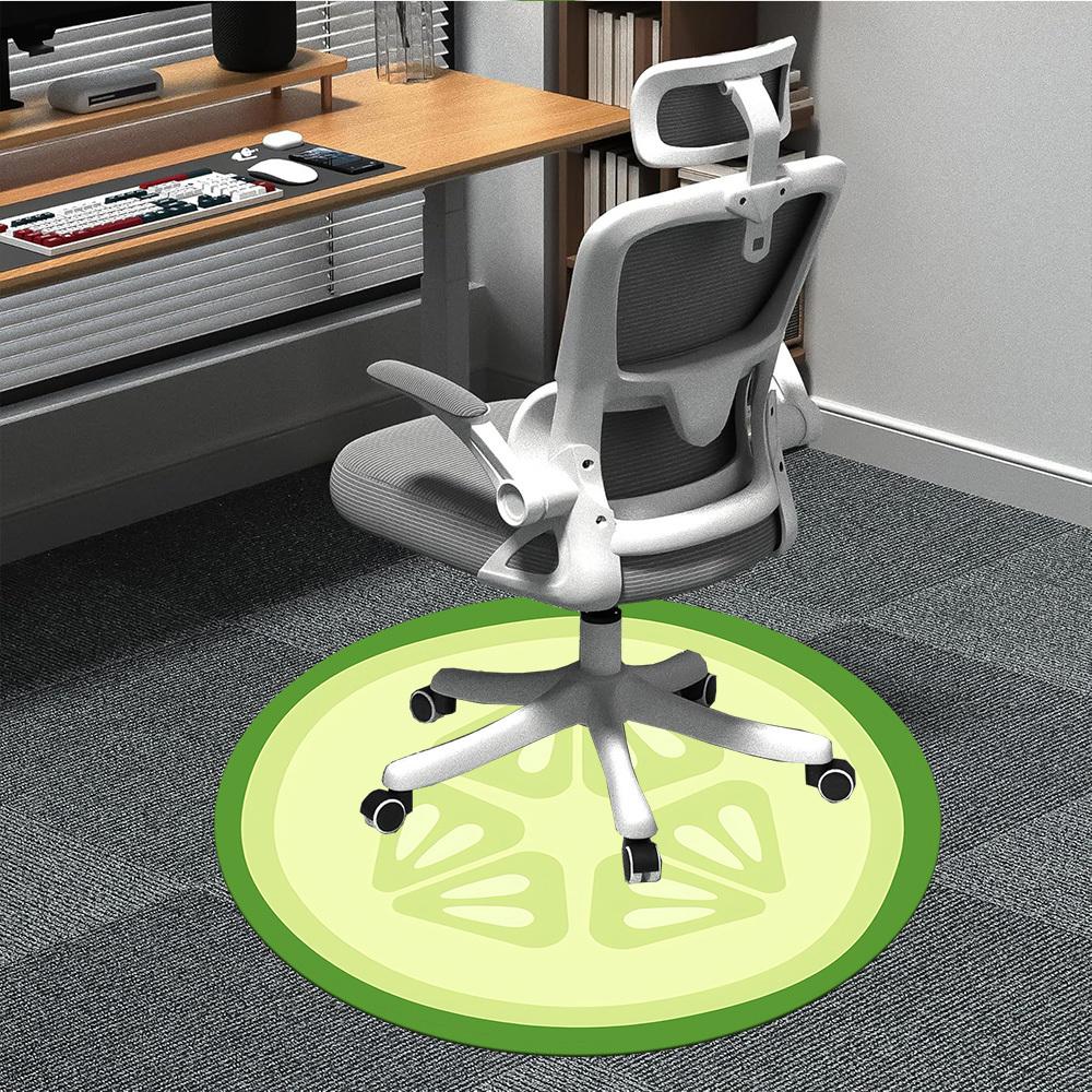 1PC Cucumber Slice Office Round Area Rug, Mat Suitable For Office, Under Office Chairs Bedroom Living Room Home Decor, Room Deco