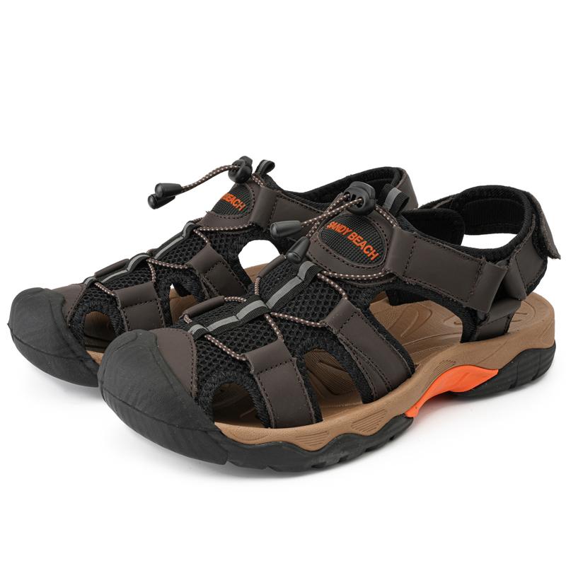 Summer Men's Outdoor  Leather Large Size Toe Sandals Summer Casual Men's Fashion Outdoor Non-Slip Beach Sandals
