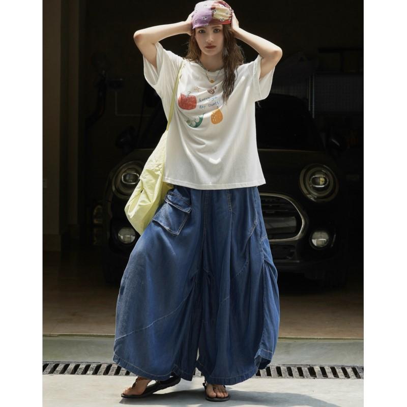 Johnature Summer Japanese Retro Wide-leg Pants Casual Soft Comfortable Trousers For Women