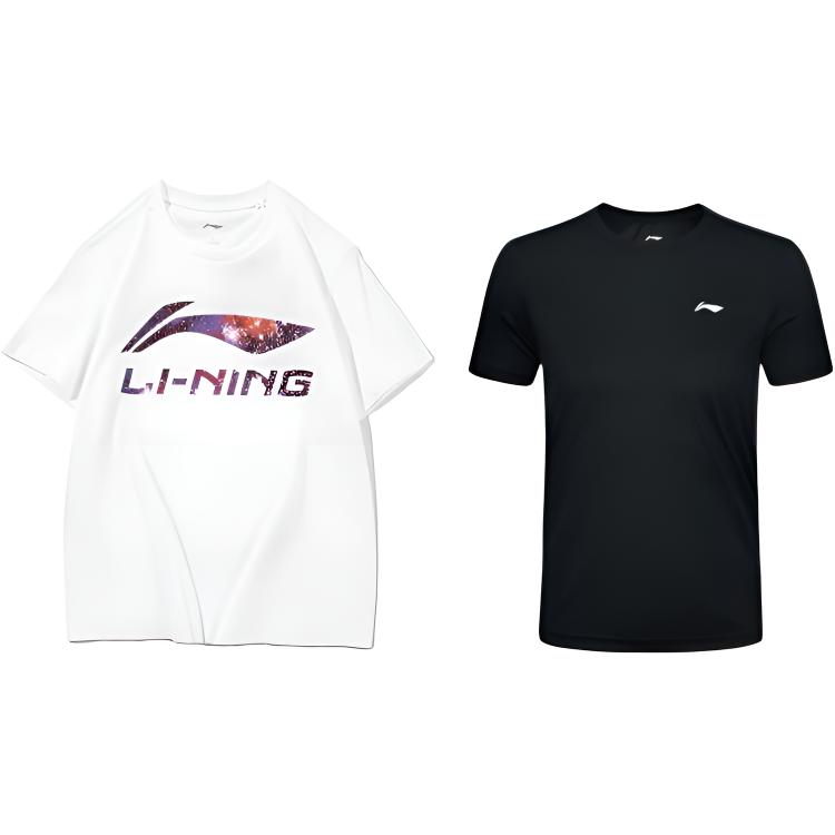 

Логотип Li Ning Принт с буквами Модный Трендовый Повседневный Удобный Универсальный Свитшот с круглым вырезом Футболка с коротким рукавом Мужские Топы Белый Черный AHSS971-3+YATV113-2 XL