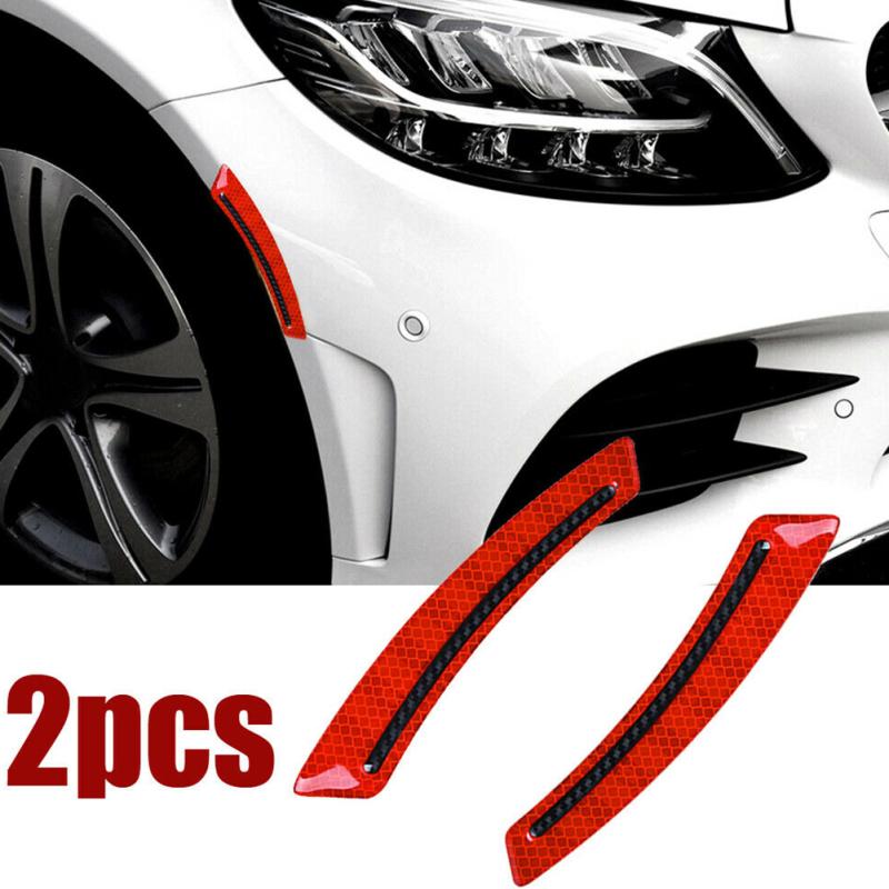 2pcs Car Reflective Stickers Wheel Eyebrow Mudguard Luminous Warning Decals Anti-collision Strips