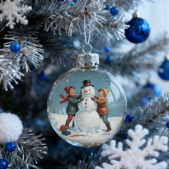 Vintage Christmas Baubles Plastic Hanging Ornaments with Classic Holiday Designs Festive Tree Decor for Home Office Party