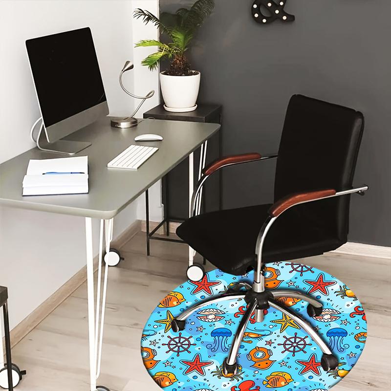 

1pc Ocean-themed Round carpet, Perfect for Decorating Chairs, Living Rooms, Or Bedrooms, for Living Room.146 80cm by 80cm