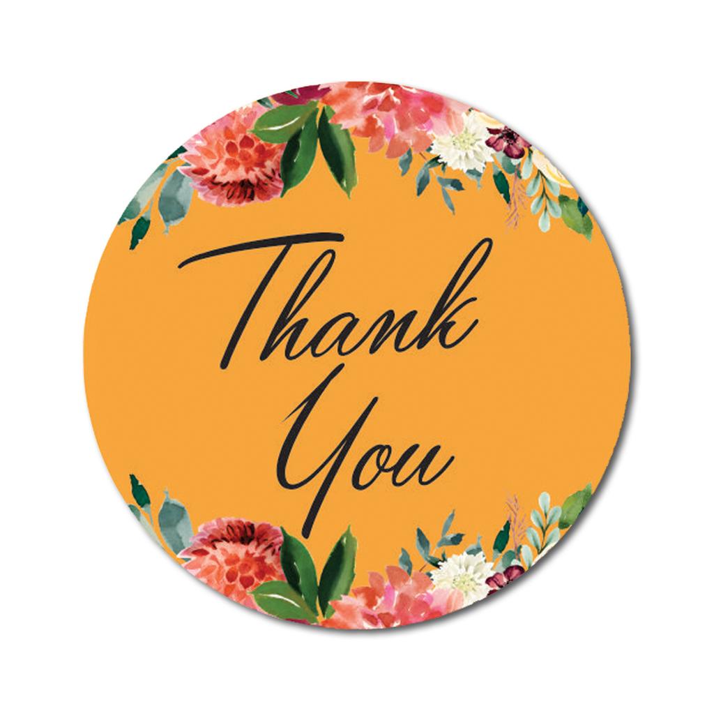 Darling Souvenir Pack Of 45 Pcs Round Chrysanthemum Floral Border Black Thank You Stickers-1.6