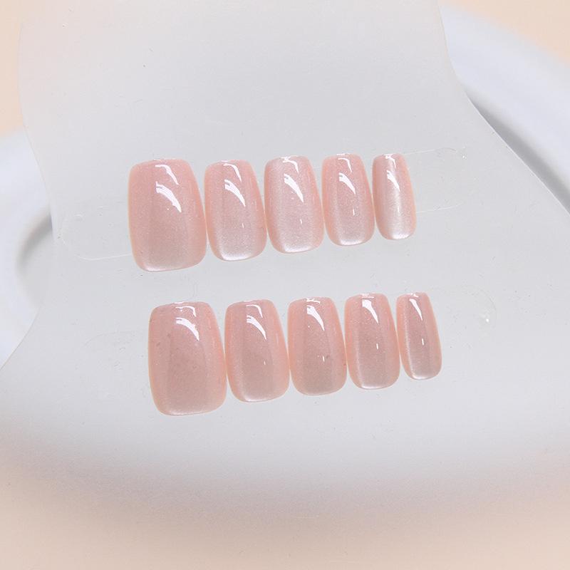 

Набор накладных ногтей «Кошачий глаз» нежно-розового цвета, 30 шт., многоразовые, глянцевые, полупрозрачные, с гелевым блеском и легким снятием