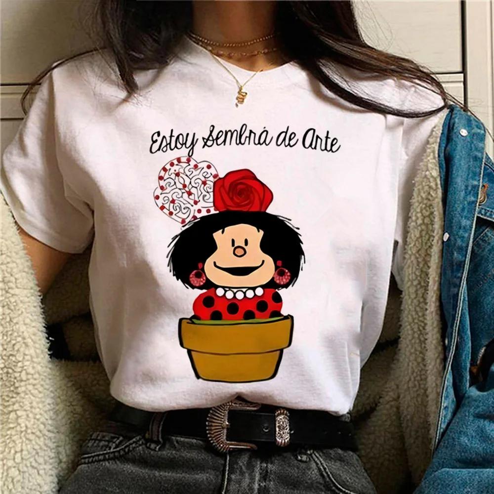 Mafalda Tshirt Women Japanese T Shirt Female Comic Clothing Y2k Top Women Clothing Kawaii Clothes