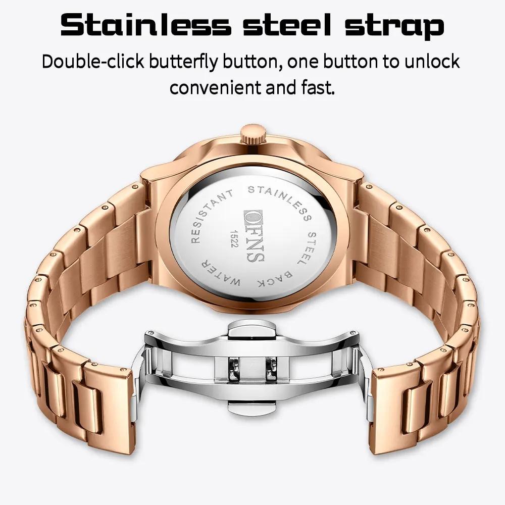 Women's Quartz Luxury Watch Fashion Square Waterproof Calendar Stainless Steel Strap Watch