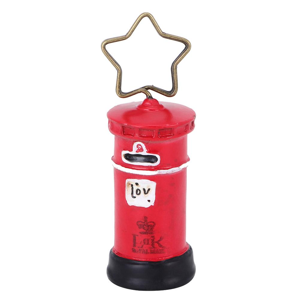 

Cute Mailbox Resin Memo Card Photo Metal Clip Note Message Holder Home Decor Craft