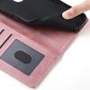 For iPhone 16 Pro Case Stand Wallet Calf Texture PU Leather Flip Phone Cover with Wrist Strap