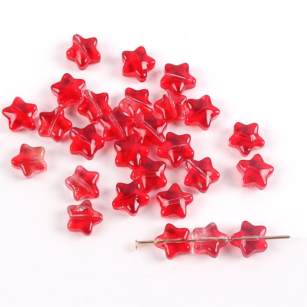 8Mm Gradual Change Three-Dimensional Pentagram Glass Beads Gold-Painted Stars Loose Beads Diy String Beads Antique Hairpin Necklace Accessories