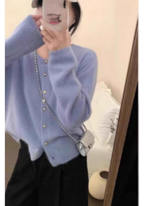 European Style Women's Pure Wool Soft Fluffy Cardigan Sweater