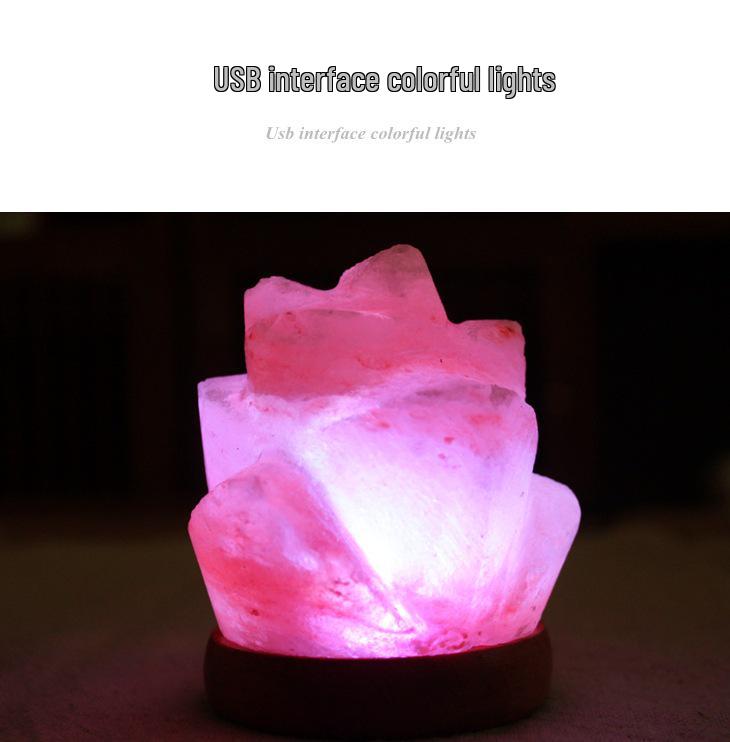 Himalayan Salt Pyramid LED USB Night Light - Crystal Ambience Lamp, Chinese Style