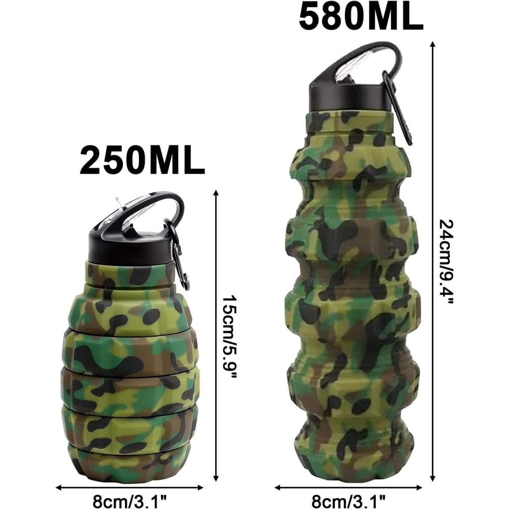 Skládací lahve na vodu Grenade 500ml Přenosná skládací silikonová láhev na vodu, opakovaně použitelná pro venkovní aktivity