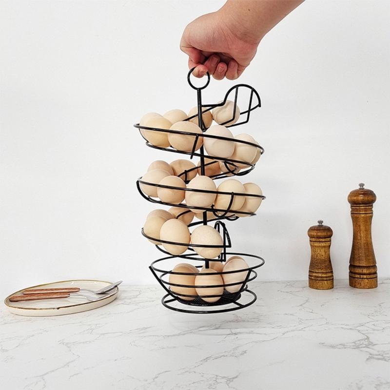 Helical Eggs Rack with Space Saving Design Holds 36 Eggs Includes Storage Box for Organized Refrigerator and Easy Kitchen Access