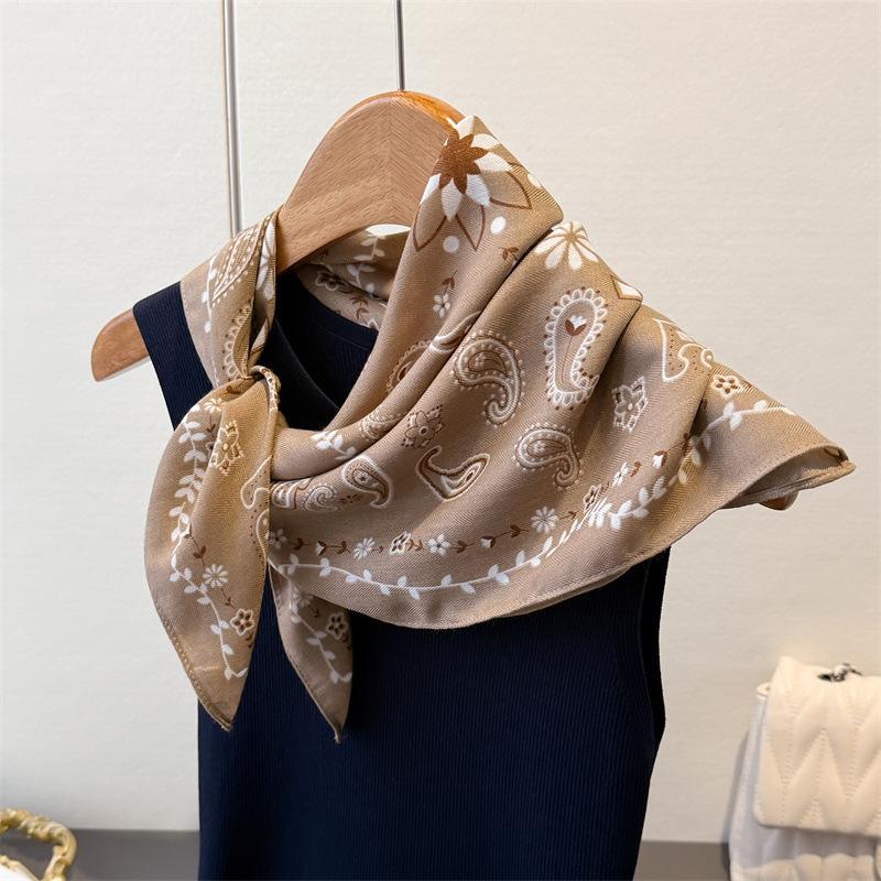 68X68Cm Square Scarf Silk Women Neckerchief Head Shawl Fashion Wrap Luxury Hair Neck Scarves Hijab Bandana Pashmina Headband