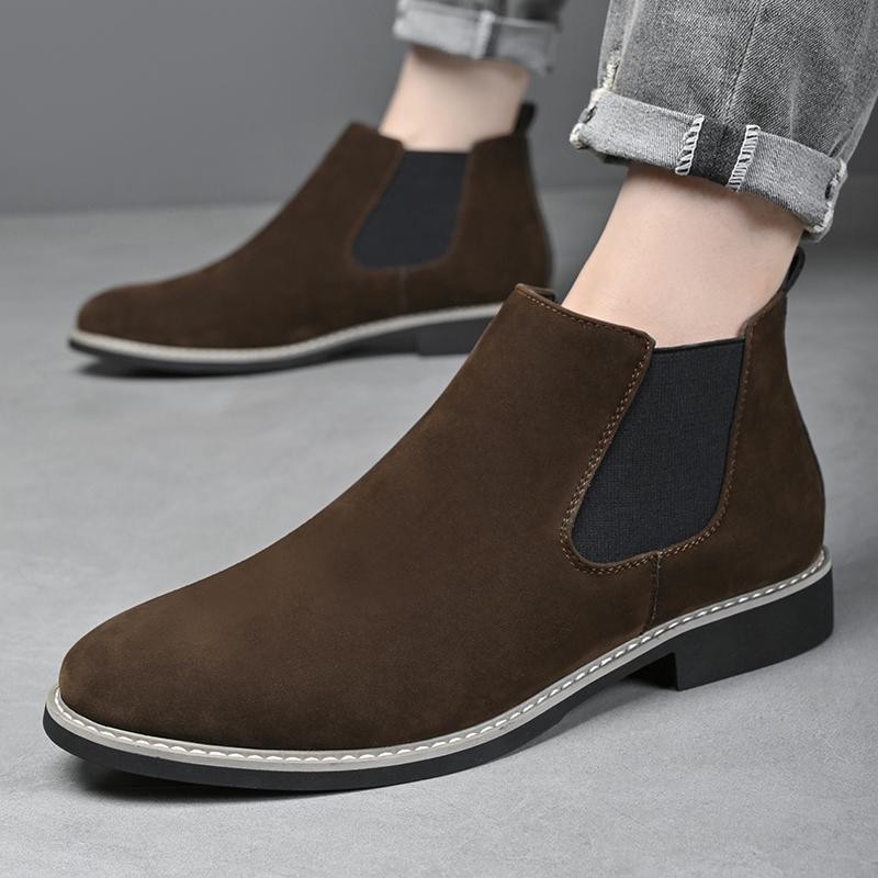Fashion Fashion Men's Chelsea Boots Mid Top Leather Casual Shoes New Vintage Style Male Handmade Footwear Business Dress Man Ankle Boots