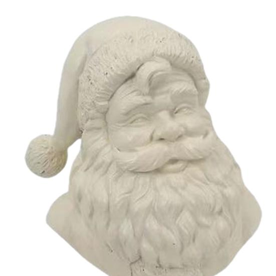 Santa Claus Head Figurine Father Christmas Statue Resin Sculpture Home Office Holiday Party Desktop Decoration Ornament