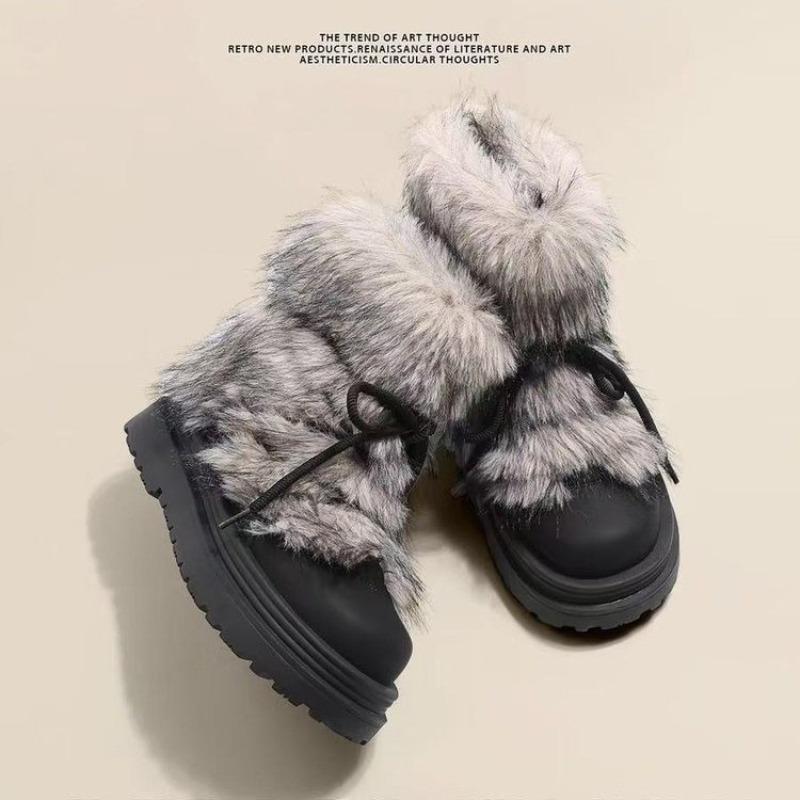 Winter Women's Snow Boots Thickened Plush Platform Cotton Shoes Big Head Short Boots Comfort Fashion Women's Ankle Botas Mujer