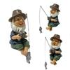 Mini Fisherman Gnome Garden Resin Statue Outdoor Gnome Ornament Funny Lawn Gnome Fisherman Statue Creative Garden Gnome Decor
