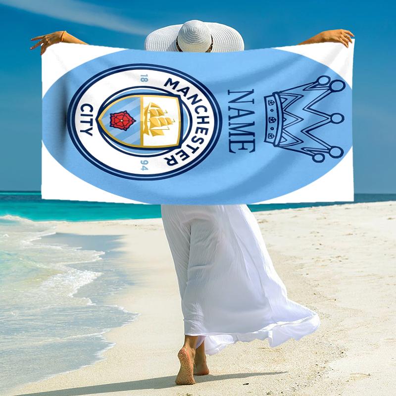 Personalizovaná osuška Manchester City z mikrovlákna, tenká, savá, na pláž, plavání, jógu, do koupelny, na sport. 0910106