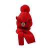 2Pcs/Set Children Hat Scarf Set Plush Ball Decor Bear Pattern Thickened Soft Touch Windproof Kids Knitting Hat Long Scarf Set