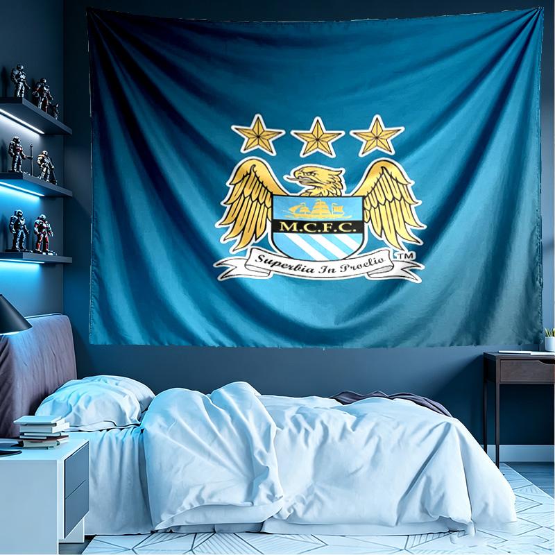 Manchester City FC Print Tapestry, Lightweight Wall Hanging, for Bedroom, Dorm, Living Room, Home Art Decor - Birthday Christmas Gift for Friends
