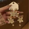 Flower Pearl Fringed Earrings Temperament Light Luxury Fashion Elegant Stud Earrings Versatile High Sense Earrings Women