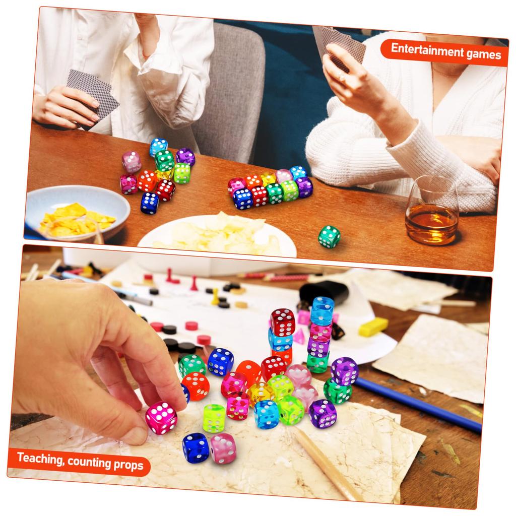 EXCEART 100 Colorful Mini Acrylic Dice for Play, Games, and Classrooms, Small Design with Storage Box