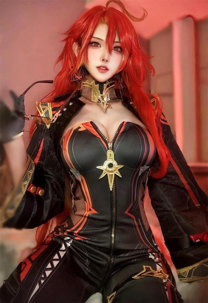 [NOKIJP] Genshin Impact Cosplay Marvica Cosplay Costume, Genshin Impact Flame God Hatchet (Marvica, XS)