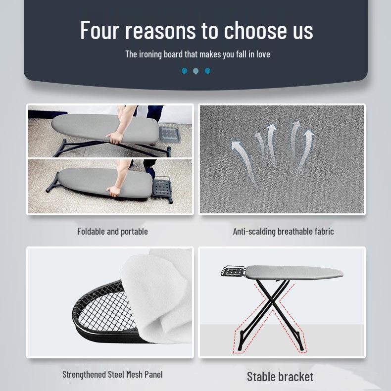 High-Grade Foldable Ironing Board - Large, Multi-Functional Stand-Up Ironing Table for Household Use