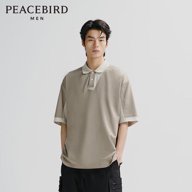 PEACEBIRD Men s Loose Fit Textured Polo Shirt M