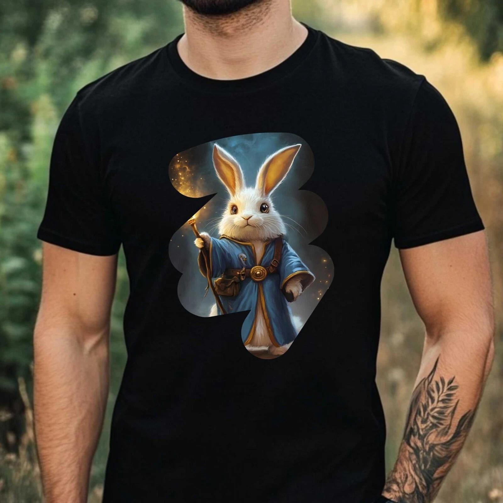 T-Shirt Herren Kaninchen Zauberer Motiv Baumwolle Größe XS bis 5XL XL