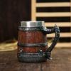 Handcrafted Wooden-Style Barrel Beer Mug with Stainless Steel Lining – Large Capacity