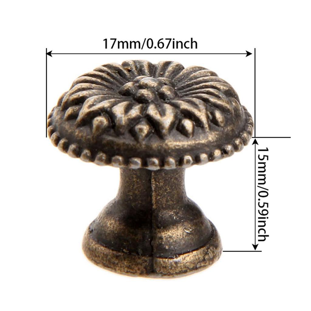 5 Stück Antikmessing Rund Schmuckschatulle Zuggriff Schublade Schrank Garderobe Schrank Blumenmuster Knopf für Holzbox mit Schrauben