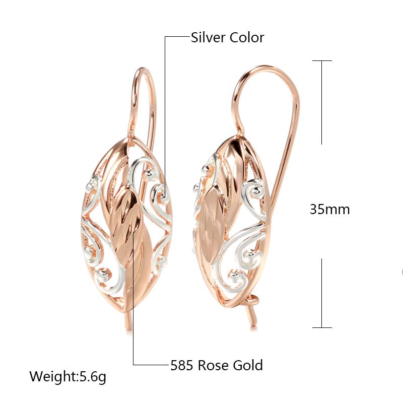 Fashion Ethnic Bride Drop Earrings  Rose Gold Simple Hollow Flower Earrings For Women Vintage Wedding Jewelry