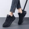 Women'S Casual Shoes  Fashionable And Breathable Walking Mesh Flat Sports Shoes Lace Up Round Toe Black Plus Mesh Running