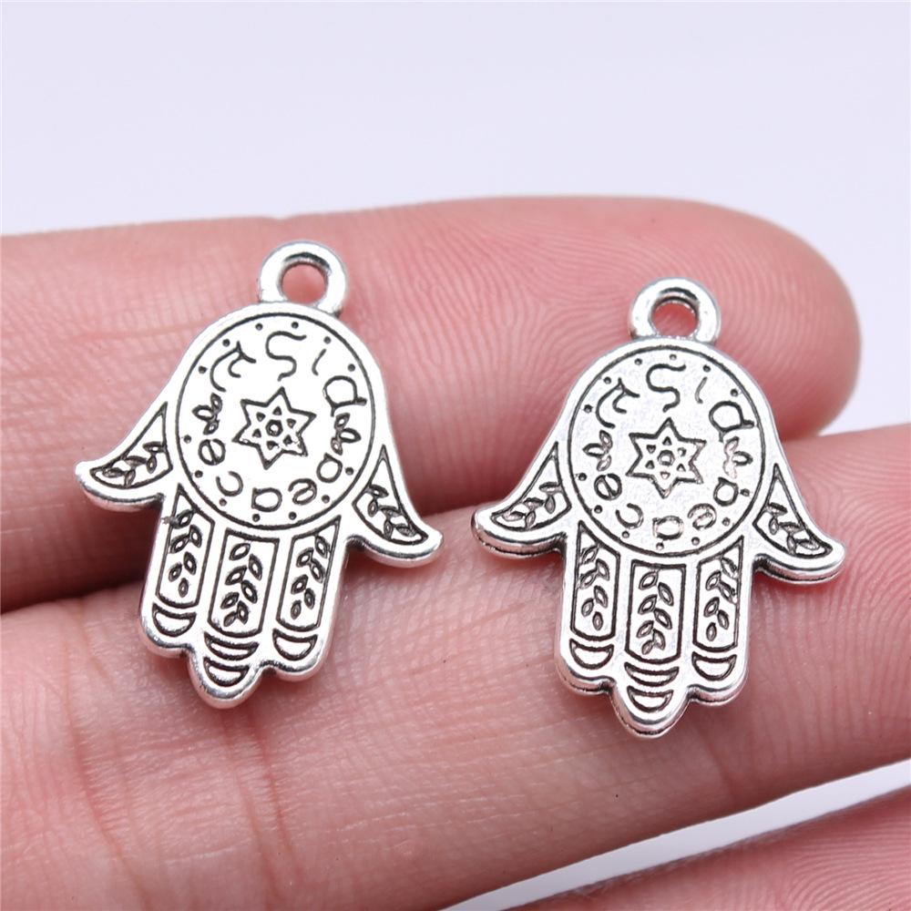 10pcs Charms Hamsa Hand Antique Silver Color Hamsa Hand Charms Pendants For Bracelets Lufthansa Hand Charms Wholesale