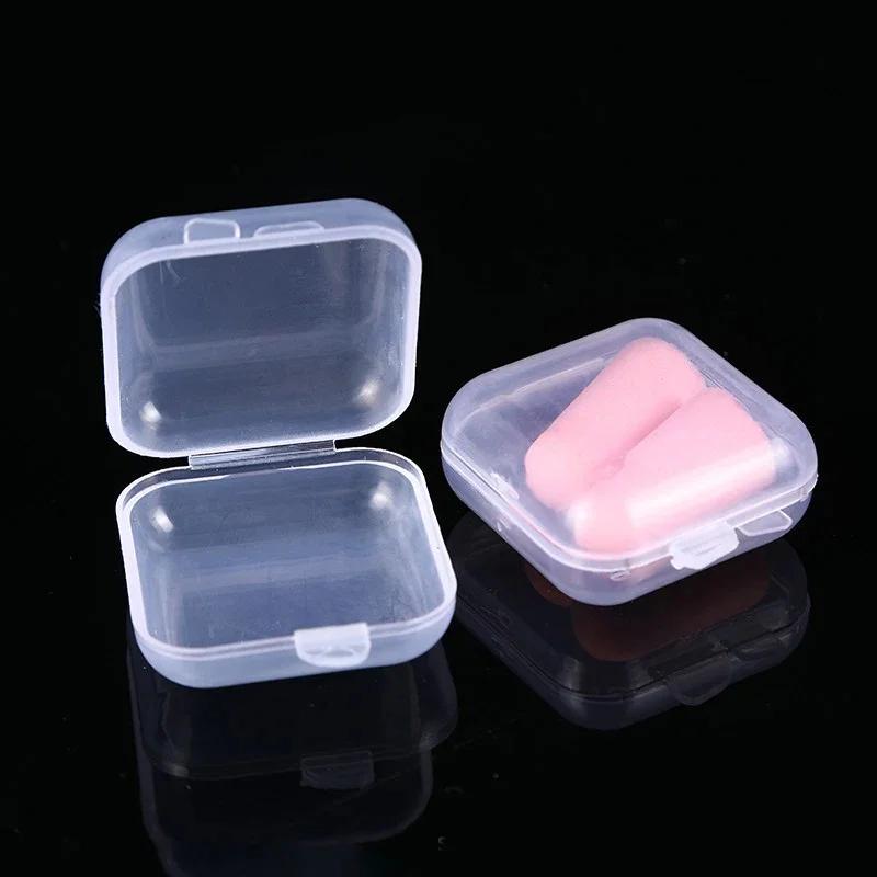 40pcs Mini Plastic Square Storage Containers Box Hinged Lid Clear Jewelry Earrings Rings Portable Pill Storage Case Boxes