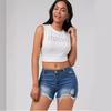 Damen-Denim-Shorts mit zerrissenen Löchern und Quasten