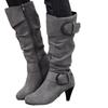 Large Size Kitten and Fashion Boots Autumn and Winter New Tall Tube But Knee Round Head Buckle Belt Women's Boots