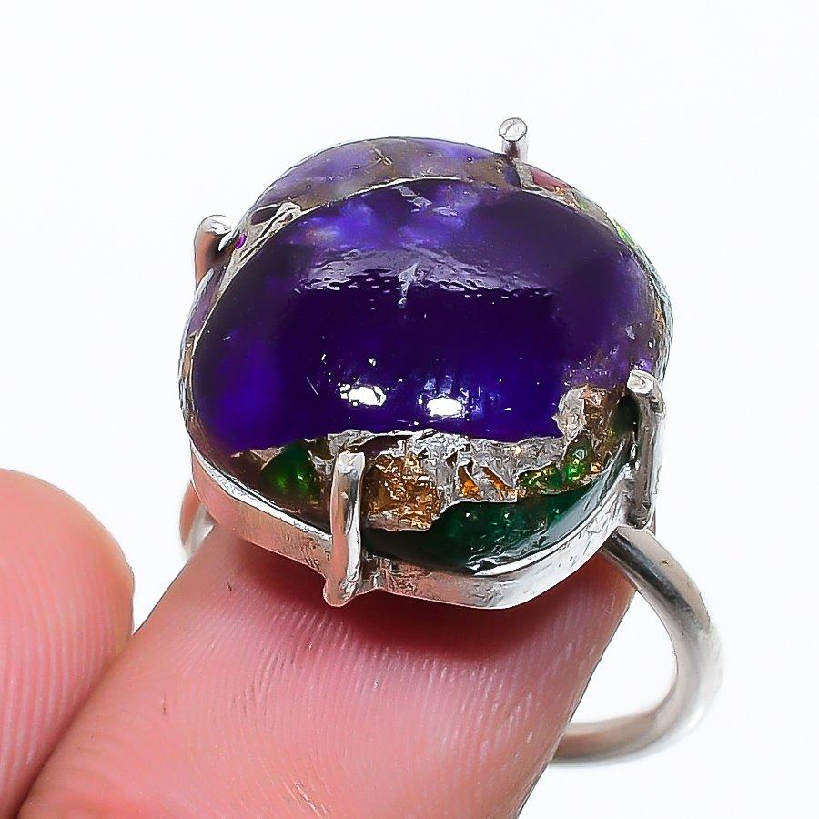 

Copper Purple Turquoise Gemstone 925 Sterling Silver Jewelry Ring Size Adj. GK-6032