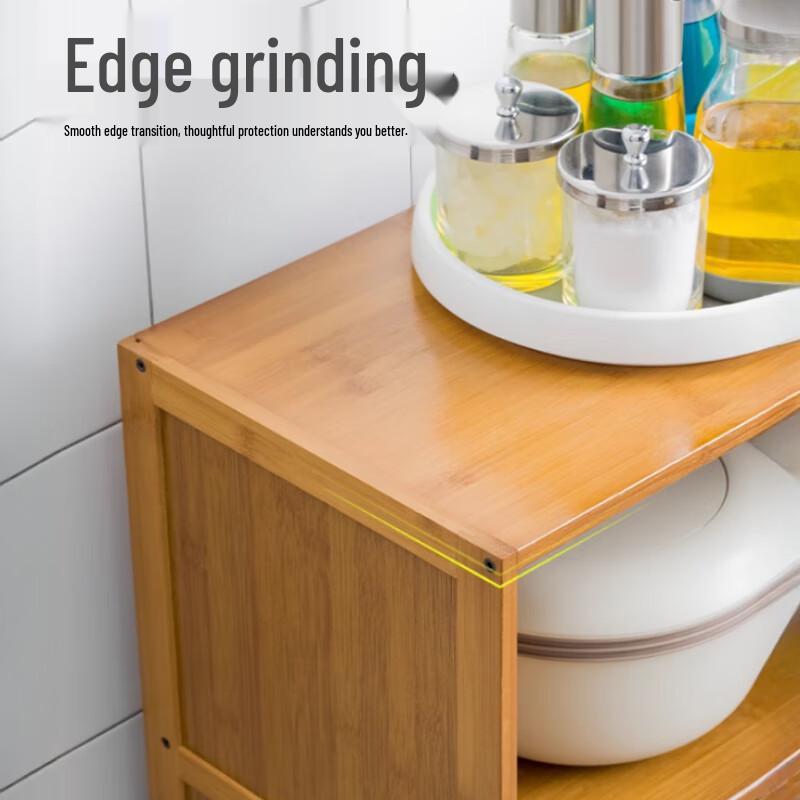 Bamboo Multi-layer Kitchen Storage Rack with Door