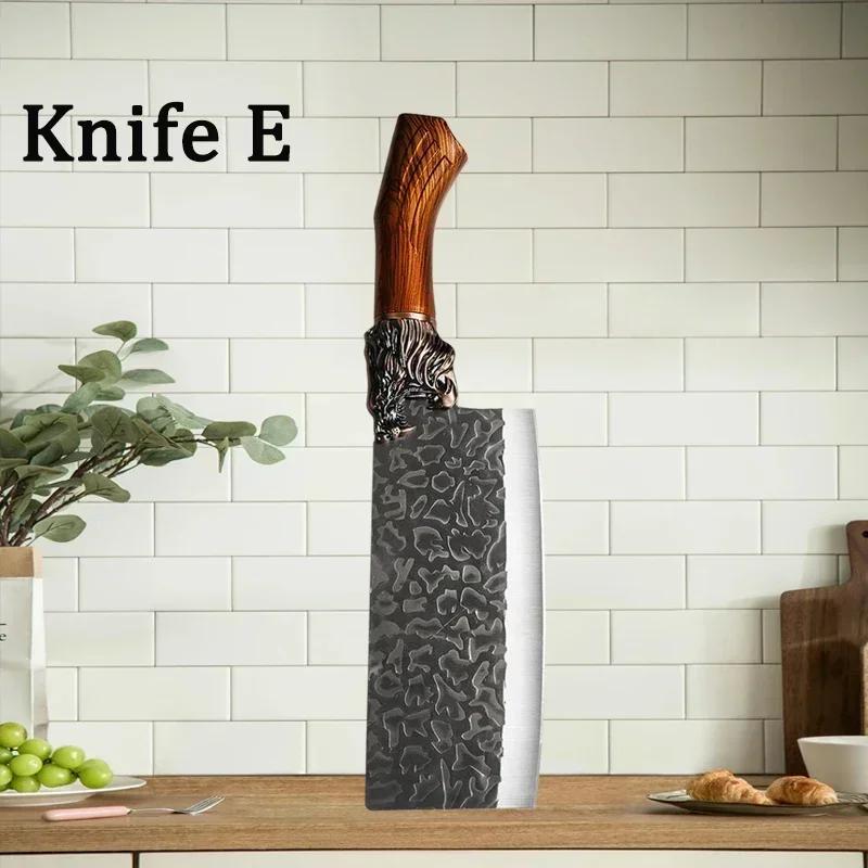 Kitchen Knife with Roll Bag Stainless Steel Butcher Slicing Knife Cooking BBQ Chef Knife Professional Forged Boning Knife
