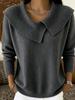 Women's Asymmetrical Drop Shoulder Knit Sweater - Large Lapel, Solid Color, Spring & Autumn