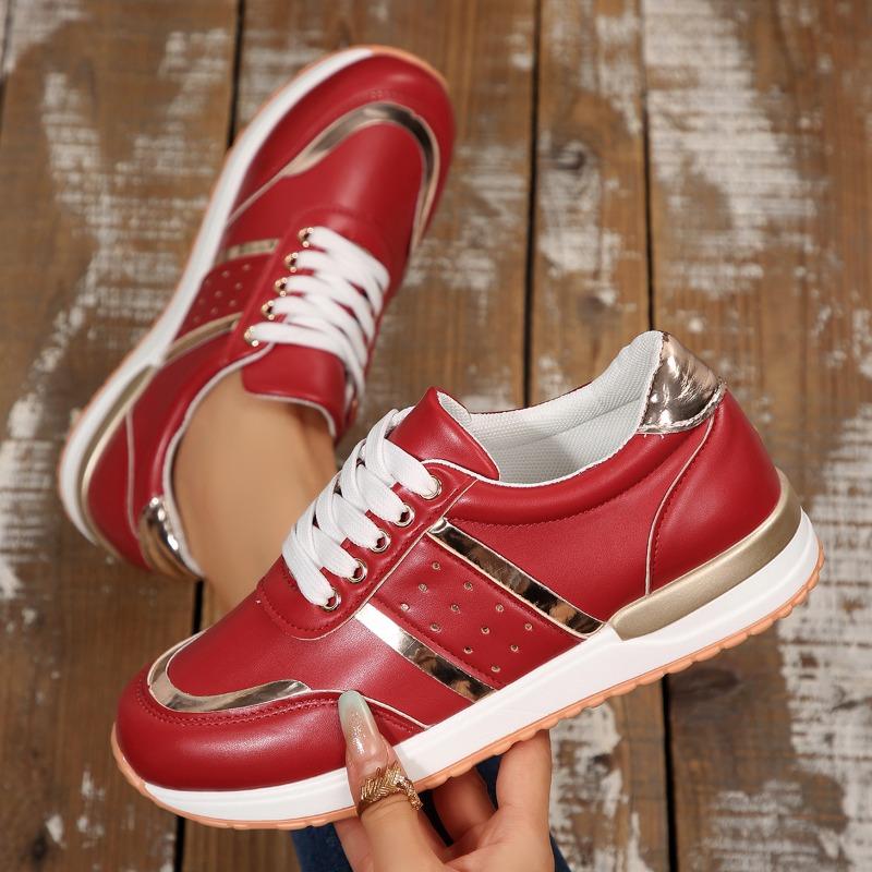 New Women Sneakers Platform Shoes Leather Patchwork Casual Sport Shoes Ladies Outdoor Running Vulcanized Shoes Zapatillas Mujer