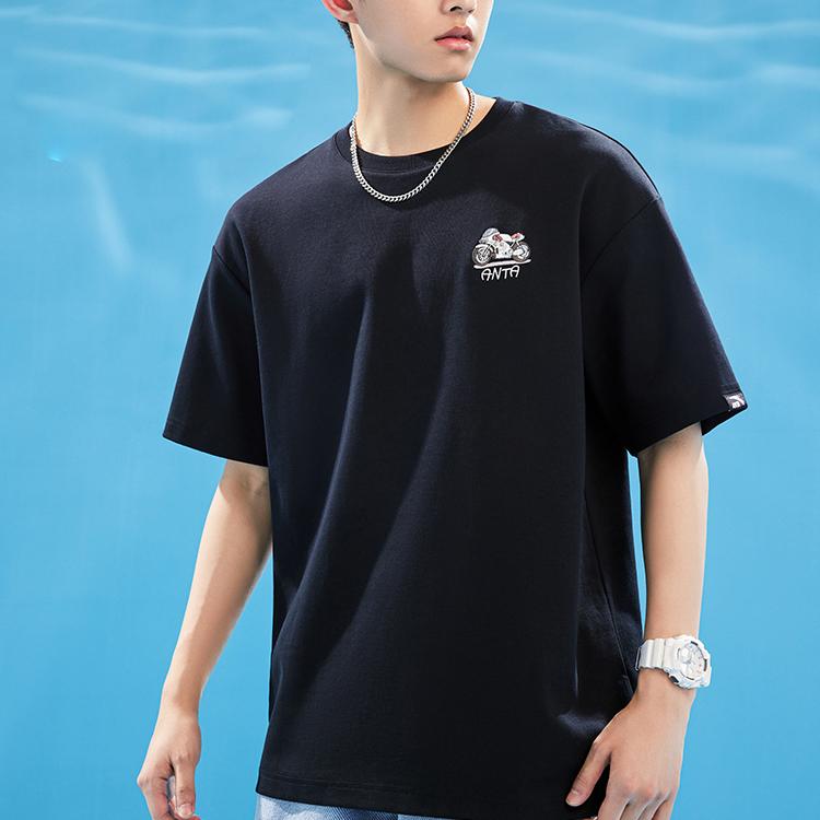 Anta Lifestyle Series Printed Letter Pullover Short Sleeve T-Shirt Unisex Tops Black 952328111-6