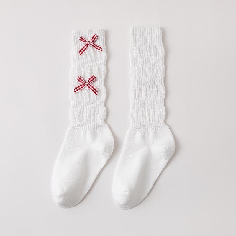 Child Girls' Cotton Long Socks Spring Summer Sweet Bow Princess Calf Socks for Kids Korean Knee High Baby Elegant Sock 1-12Years