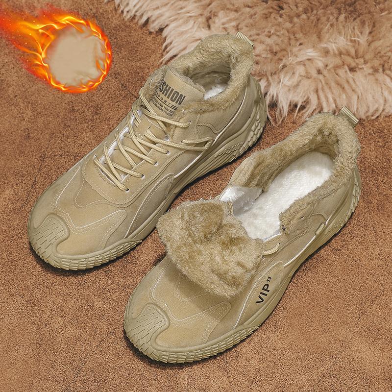 Мужские плюшевые теплые и модные высокие рабочие ботинки — фото 11