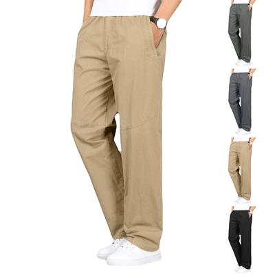 Men's Classic Outdoor Loose And Casual Multi-pocket Work Pants, Youth Stretch Waist Long Pants